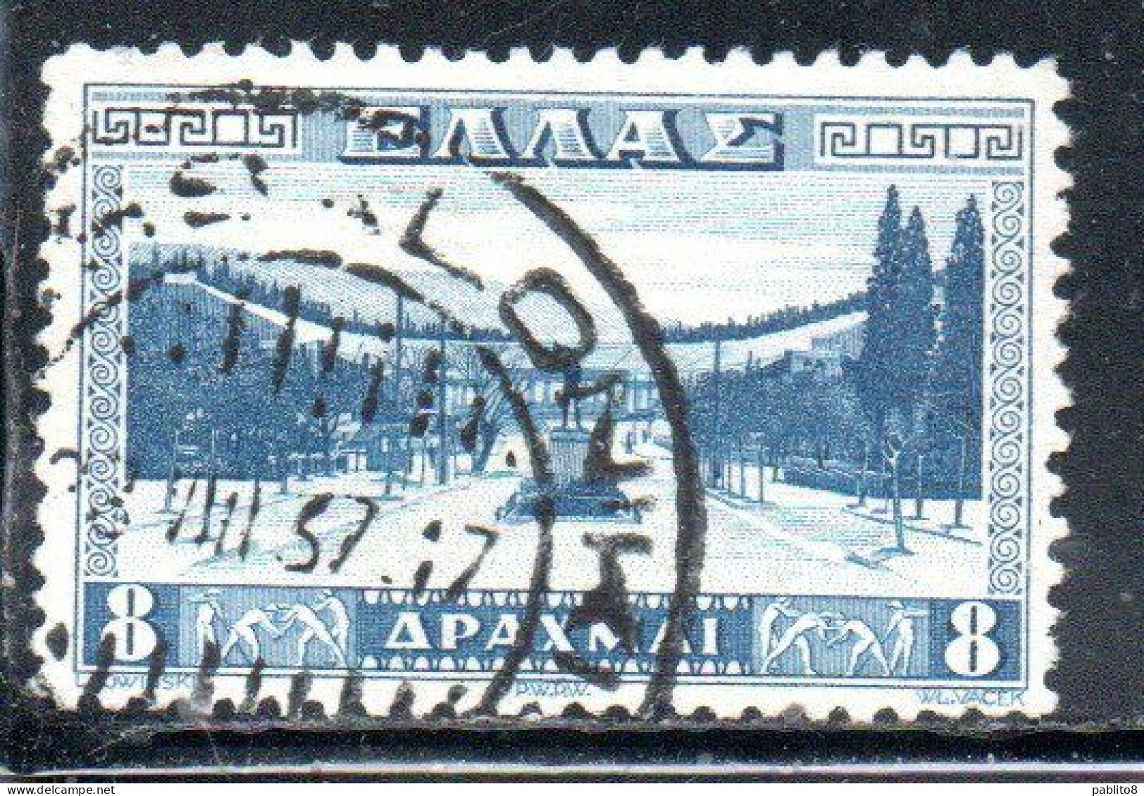 GREECE GRECIA HELLAS 1934 APPROACH TO ATHENS STADIUM 8d USED USATO OBLITERE' - Usati