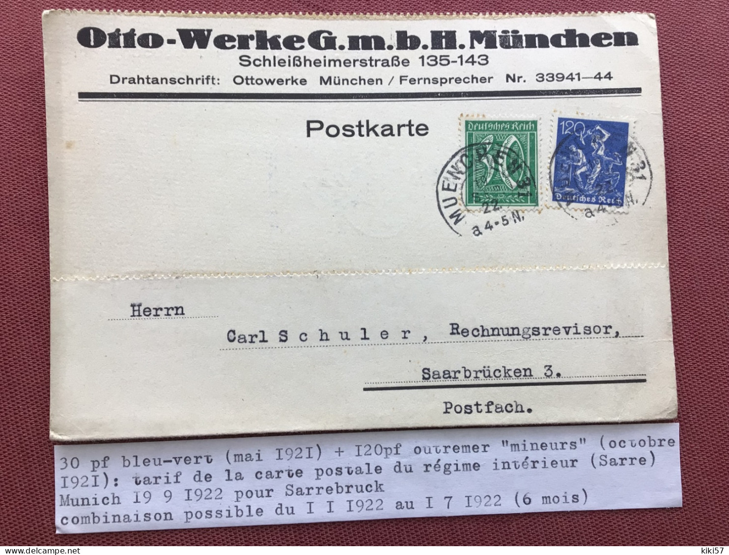 ALLEMAGNE Entier Postal 1922 Voir Descriptif Sur Photos - Interi Postali