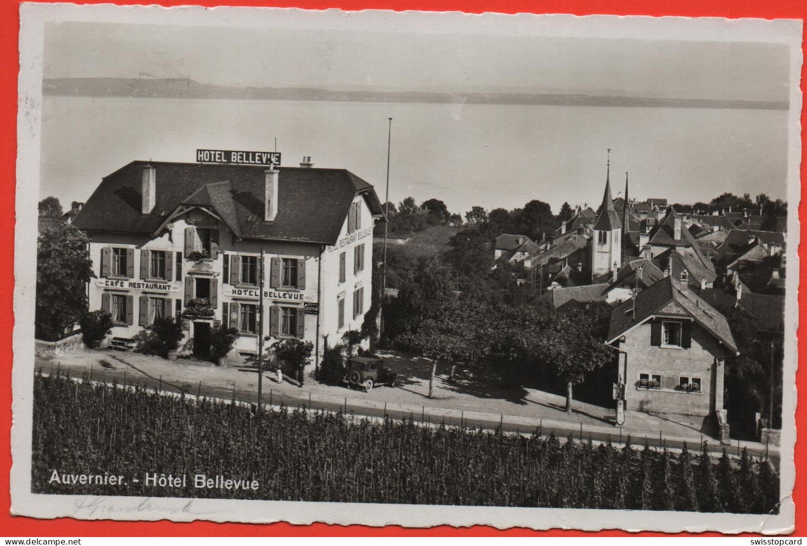 AUVERNIER Café Restaurant Hôtel Bellevue, Auto, Tanksäule - Auvernier