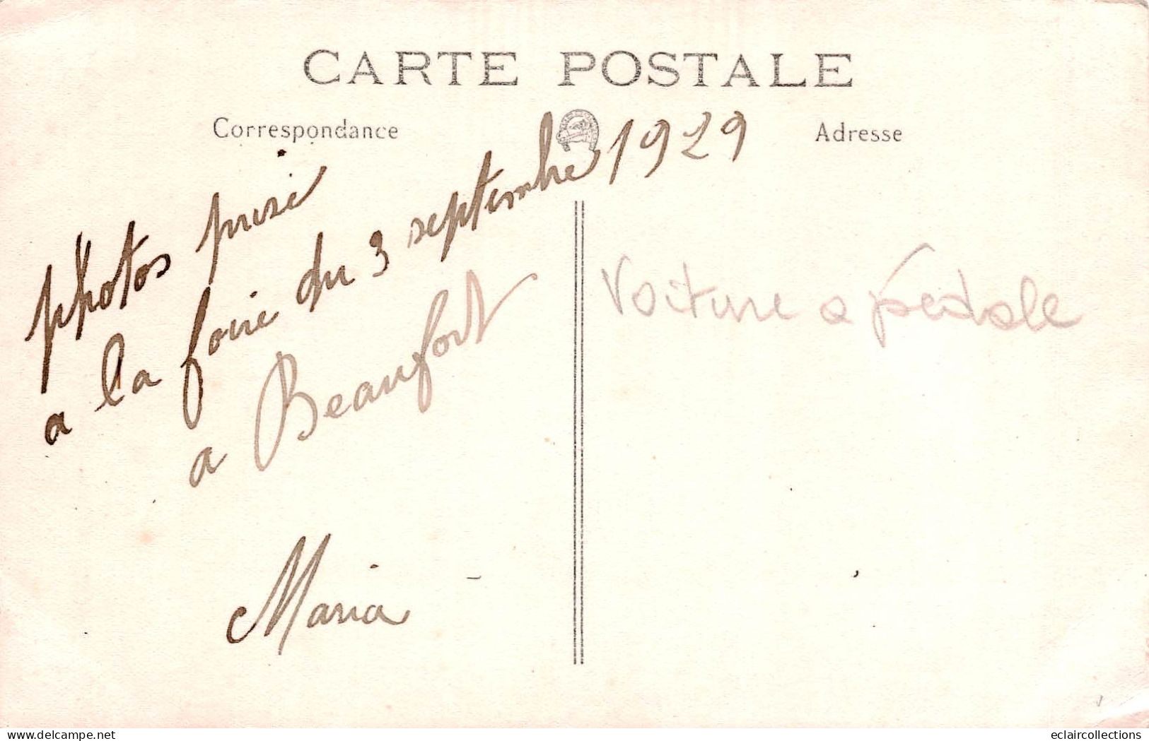 Beaufort En  Vallée    49    Carte Photo.  Voiture à Pédales . Foire De 1929  (voir Scan) - Sonstige & Ohne Zuordnung