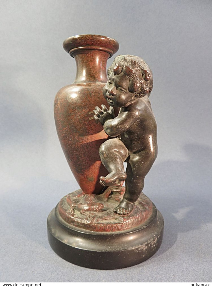 * VASE SOLIFLOR ENFANT EN BRONZE @ Statue Fleur Lézard - Brons