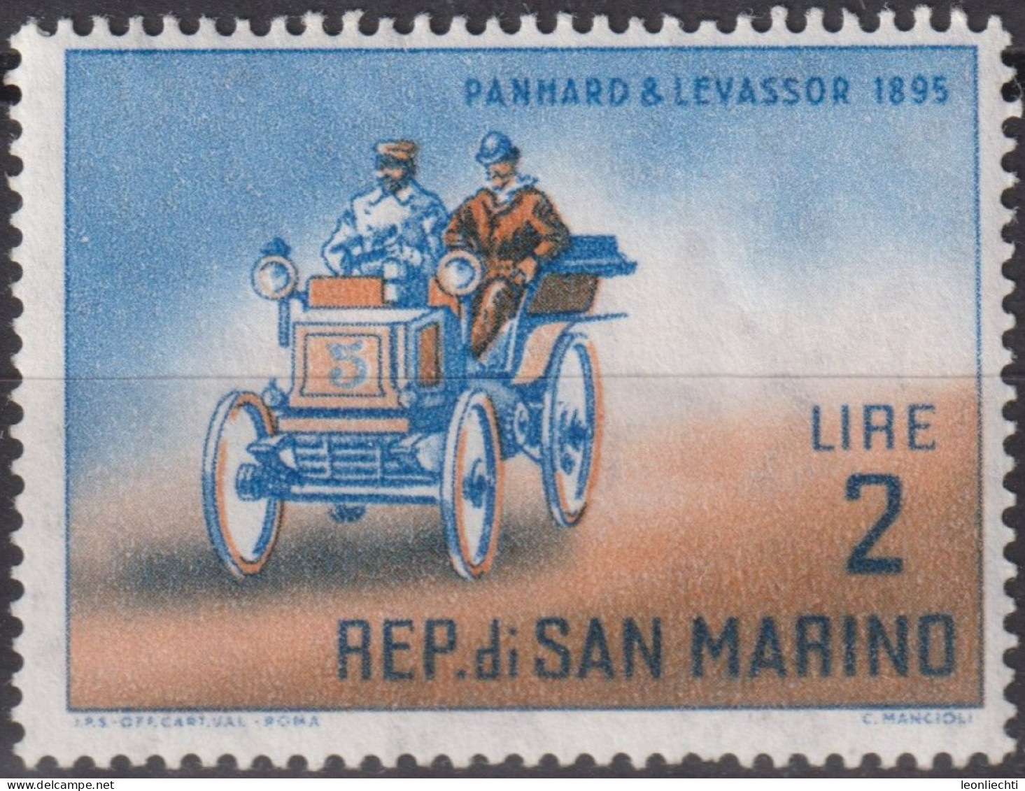 1962 San Marino ** Mi:SM 705, Sn:SM 495, Yt:SM 528, Panhard & Levassor (1895), Klassische Automobile - Neufs
