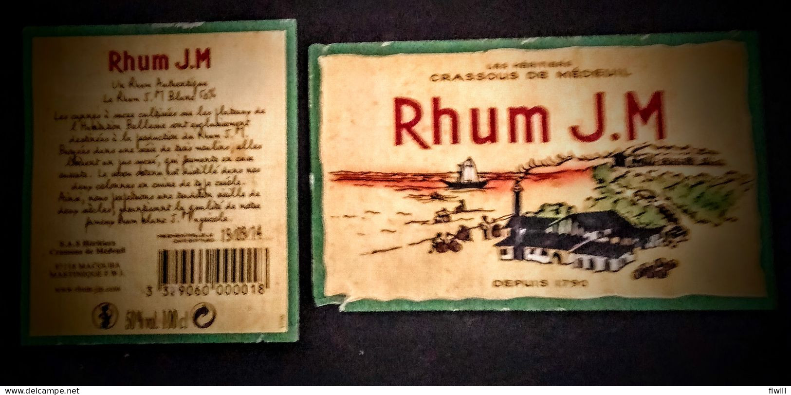 ETIQUETTE DE RHUM J.M - Rum