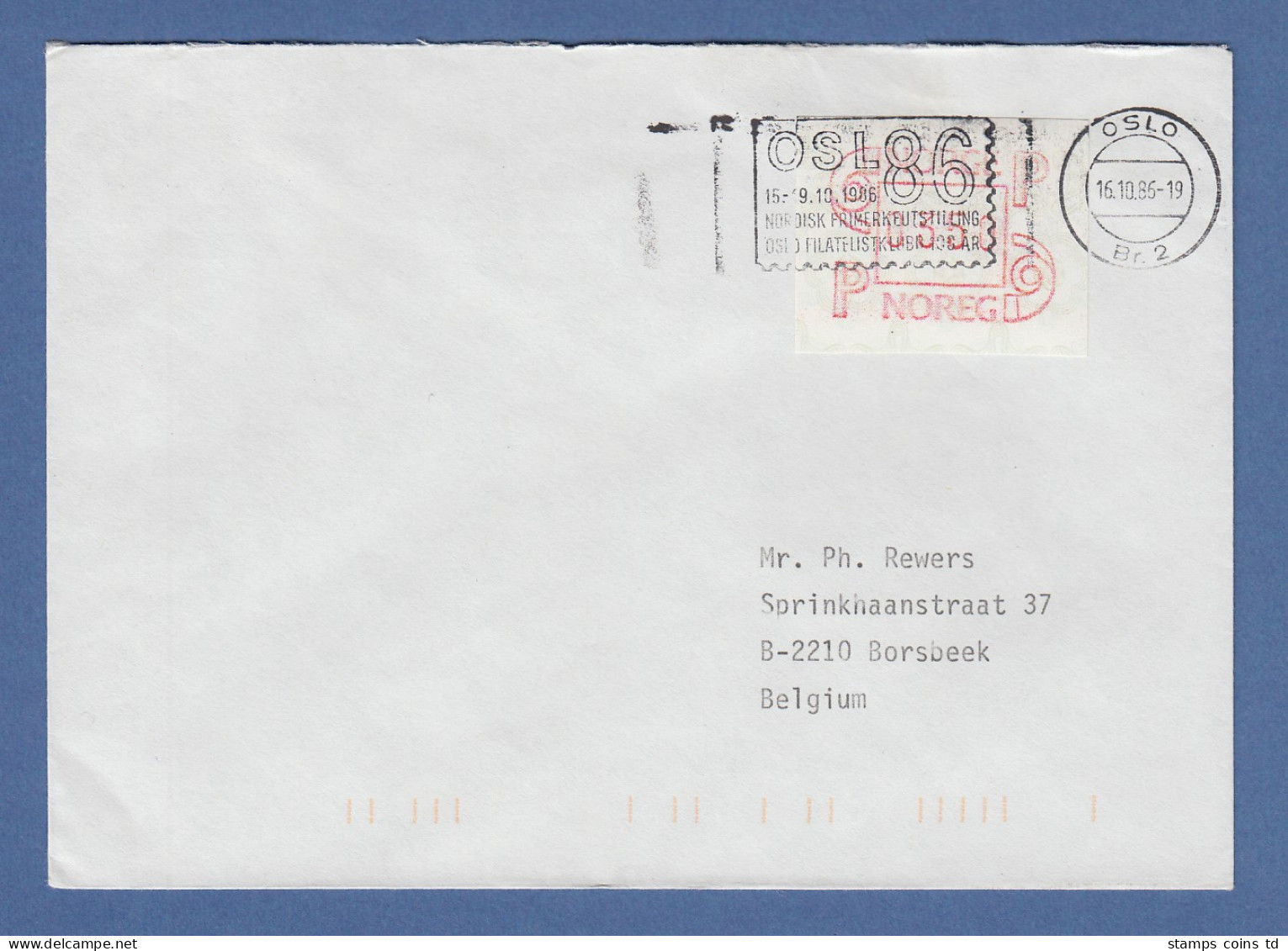 Norwegen 1986 FRAMA-ATM Mi.-Nr. 3.2b Wert 0350 Auf FDC OSLO Masch.-O 16.10.86 B - Machine Labels [ATM]