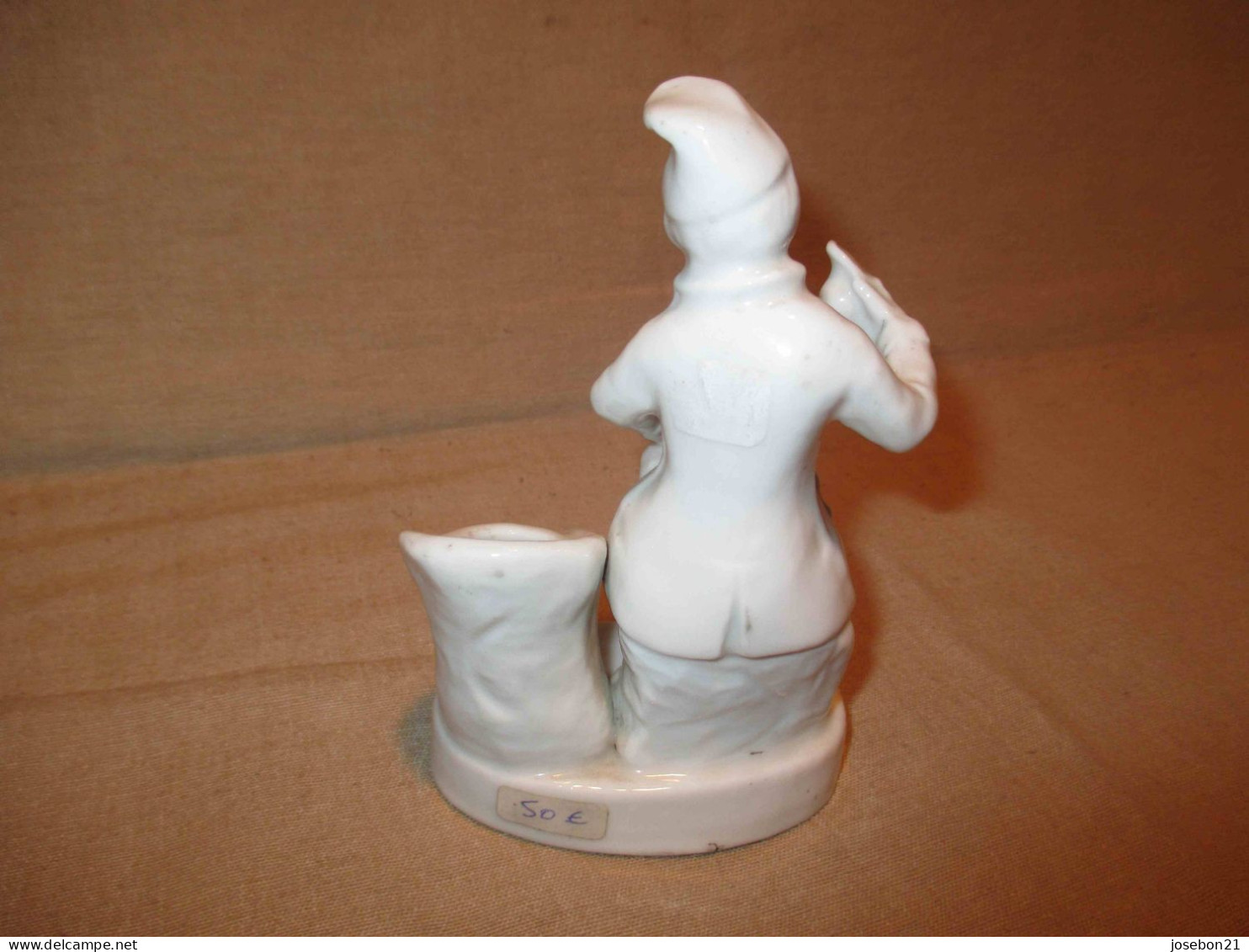 Ancien Encrier En Porcelaine De Vieux Paris Homme Assis XIX ème - Altri & Non Classificati