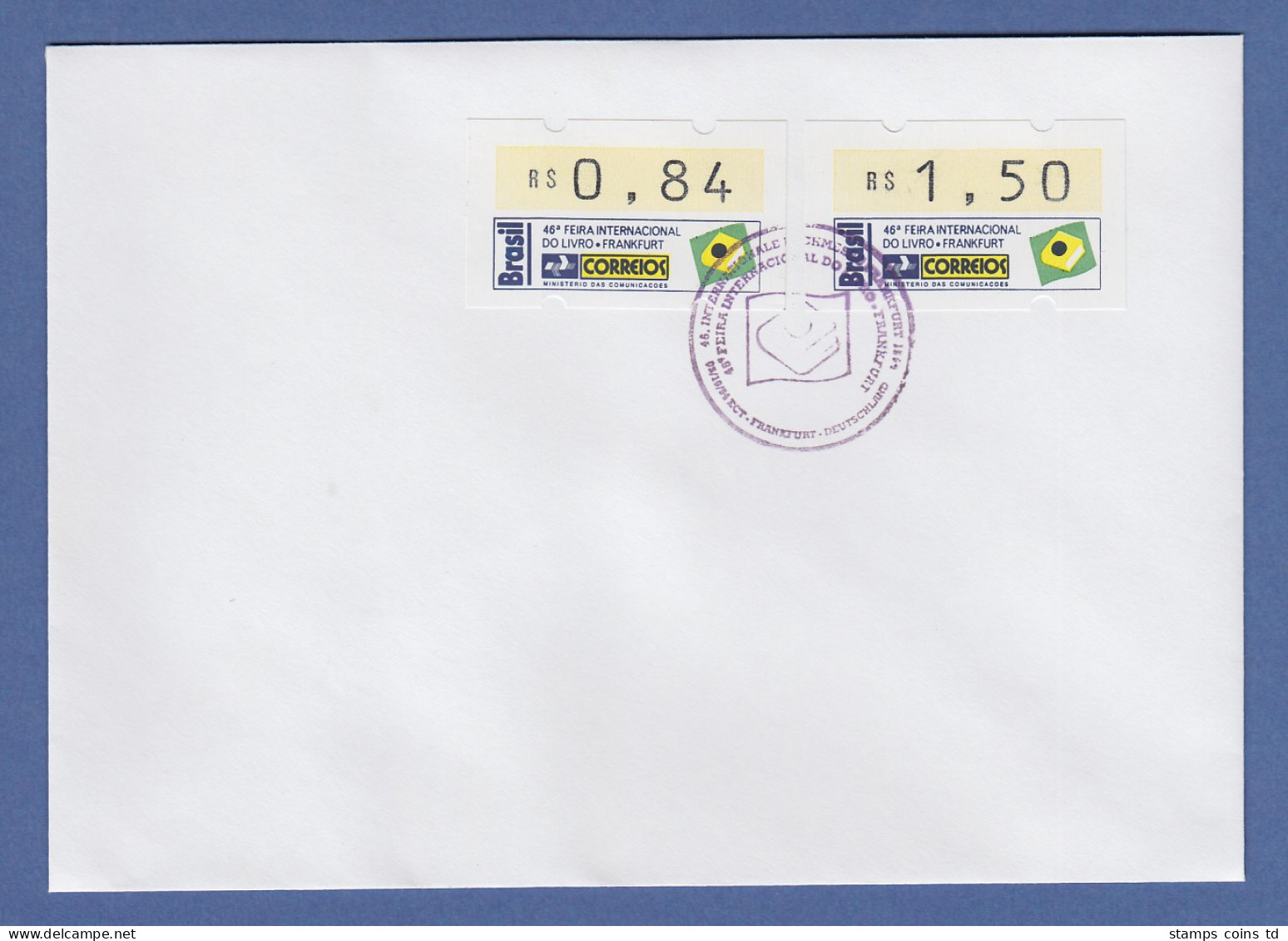 Brasilien ATM Frankfurter Buchmesse 1994 Mi.-Nr. 6 Satz 84 - 150 Auf Brief So.-O - Franking Labels