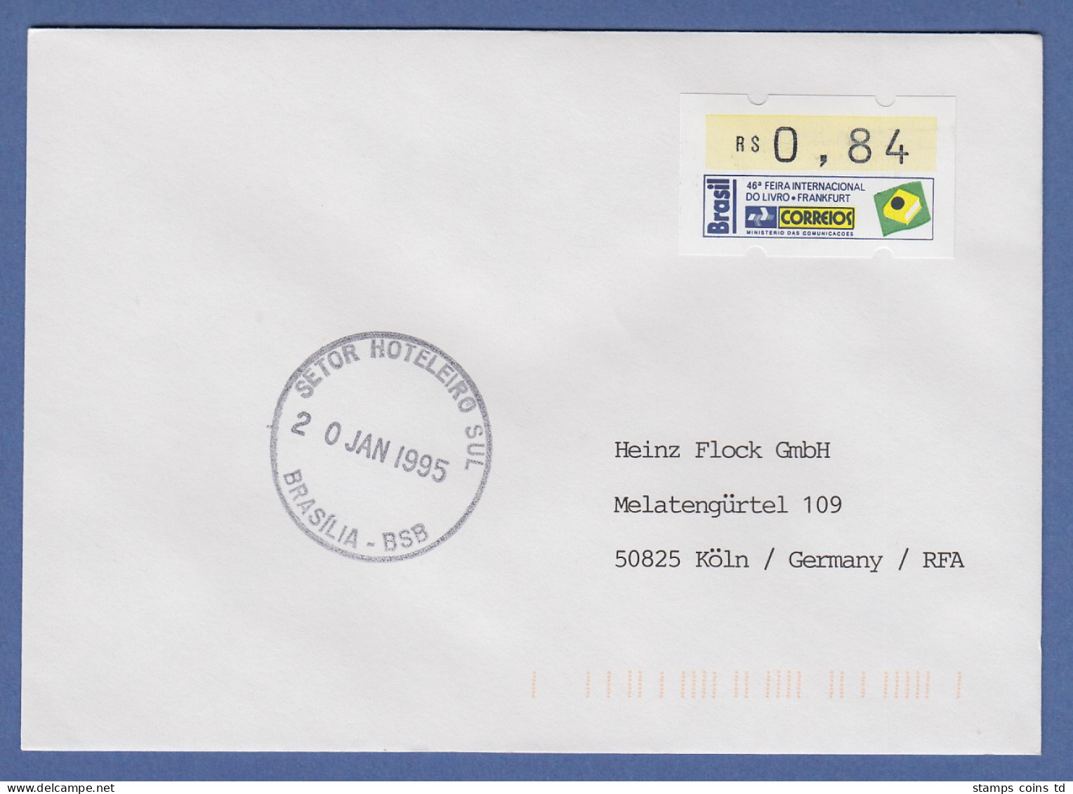 Brasilien ATM Frankfurter Buchmesse 1994 Mi.-Nr. 6 Wert 0,84 Auf Gel. Brief - Automatenmarken (Frama)