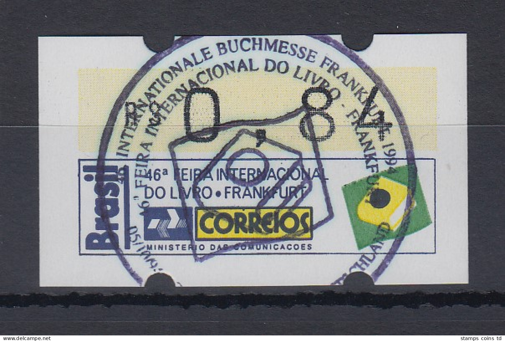 Brasilien ATM Frankfurter Buchmesse 1994 , Mi.-Nr. 6, Einzel-ATM 0,84 RS O - Automatenmarken (Frama)