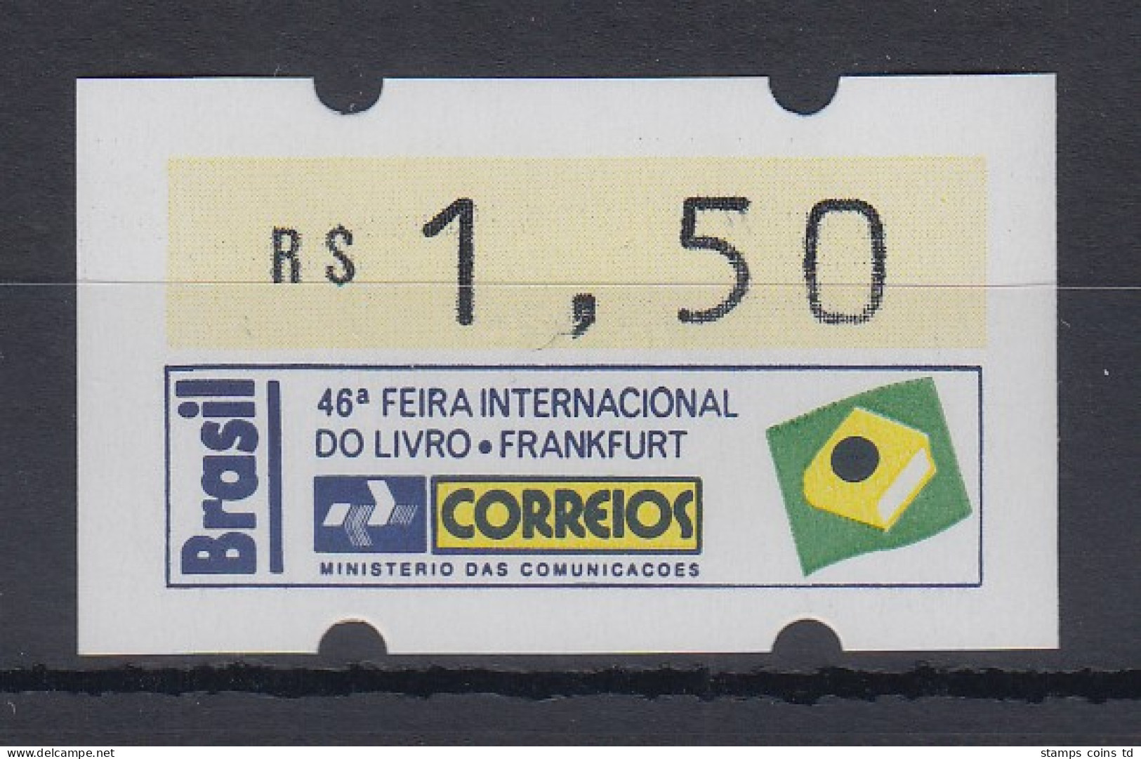 Brasilien ATM Frankfurter Buchmesse 1994 , Mi.-Nr. 6, Einzel-ATM 1,50 RS ** - Automatenmarken (Frama)