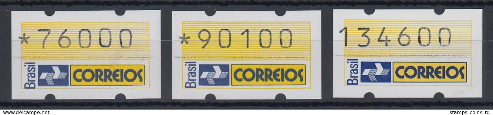 Brasilien Klüssendorf-ATM 1993 Postemblem Mi-Nr 4 Satz 76000 - 90100 - 134600 ** - Automatenmarken (Frama)