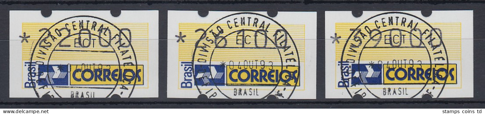 Brasilien Klüssendorf-ATM 1993 Postemblem Mi-Nr 4 Satz 22000-26100-39000 ET-O - Frankeervignetten (Frama)