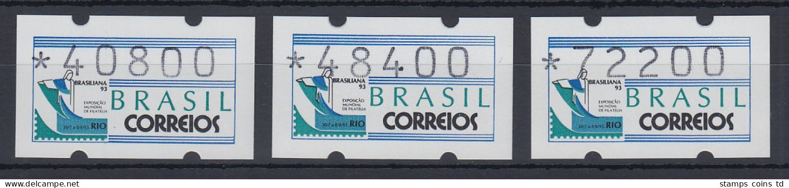 Brasilien Klüssendorf-ATM 1993 BRASILIANA Mi-Nr 5 Satz 40800 - 48400 - 72200 ** - Automatenmarken (Frama)