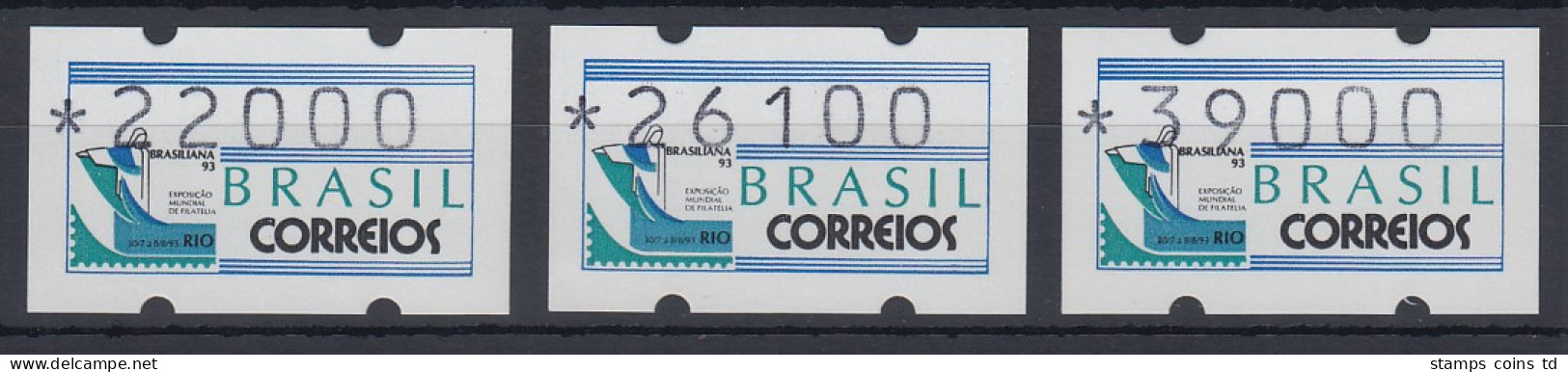 Brasilien Klüssendorf-ATM 1993 BRASILIANA Mi-Nr 5 Satz 22000 - 26100 - 39000 ** - Automatenmarken (Frama)