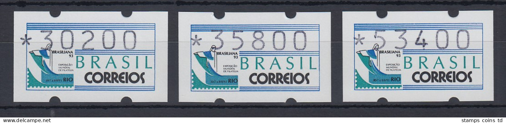 Brasilien Klüssendorf-ATM 1993 BRASILIANA Mi-Nr 5 Satz 30200 - 35800 - 53400 ** - Affrancature Meccaniche/Frama