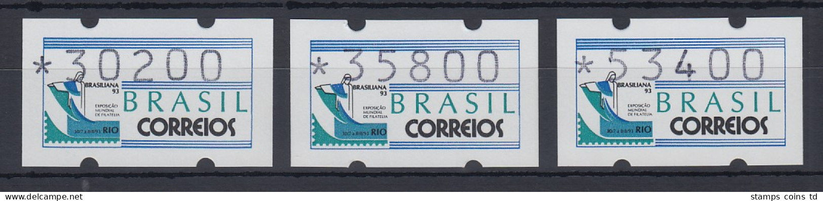 Brasilien Klüssendorf-ATM 1993 BRASILIANA Mi-Nr 5 Satz 30200 - 35800 - 53400 ** - Franking Labels