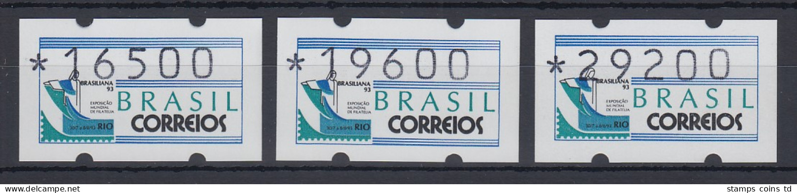 Brasilien Klüssendorf-ATM 1993 BRASILIANA Mi-Nr 5 Satz 16500-19600-29200 ** - Viñetas De Franqueo (Frama)