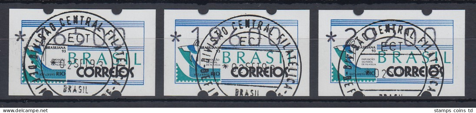 Brasilien Klüssendorf-ATM 1993 BRASILIANA Mi-Nr 5 Satz 16500-19600-29200 ET-O - Franking Labels