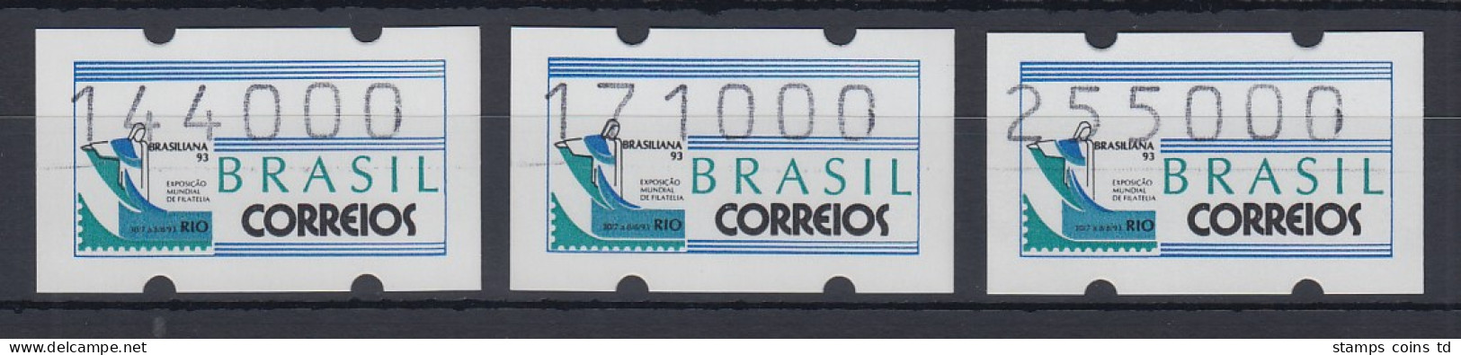 Brasilien Klüssendorf-ATM 1993 BRASILIANA Mi-Nr 5 Satz 144000-171000-255000 ** - Affrancature Meccaniche/Frama