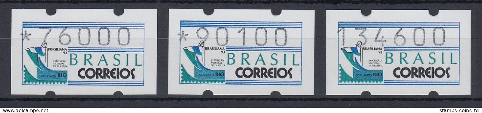 Brasilien Klüssendorf-ATM 1993 BRASILIANA Mi-Nr 5 Satz 76000 - 90100 - 134600 ** - Affrancature Meccaniche/Frama