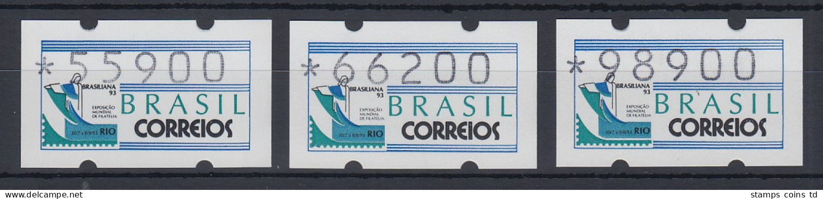 Brasilien Klüssendorf-ATM 1993 BRASILIANA Mi-Nr 5 Satz 55900 - 66200 - 98900 ** - Franking Labels
