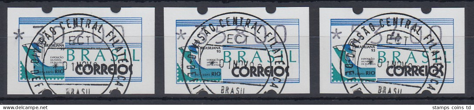 Brasilien Klüssendorf-ATM 1993 BRASILIANA Mi-Nr 5 Satz 30200-35800-53400 ET-O - Viñetas De Franqueo (Frama)