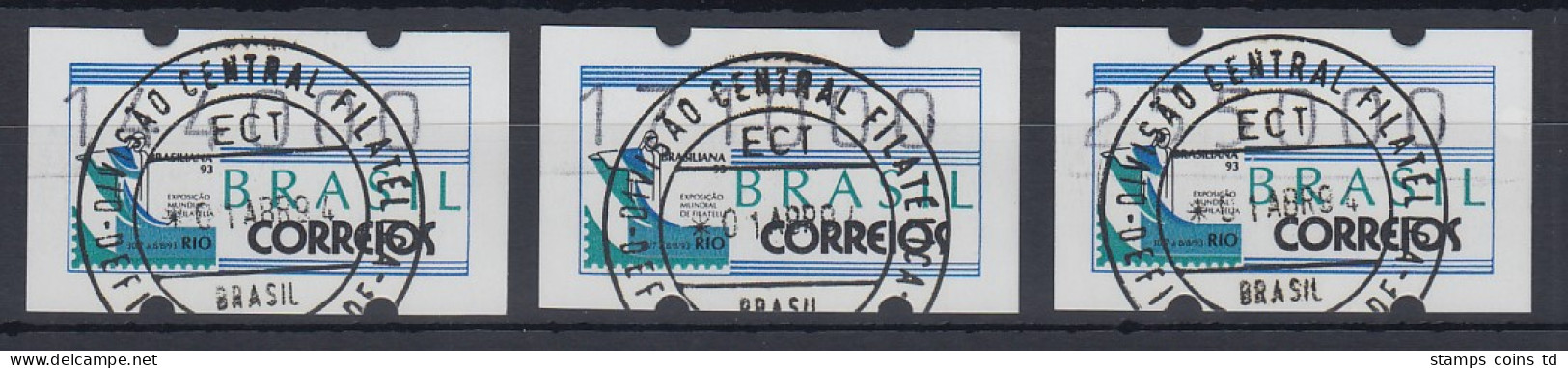 Brasilien Klüssendorf-ATM 1993 BRASILIANA Mi-Nr 5 Satz 144000-171000-255000 ET-O - Vignettes D'affranchissement (Frama)