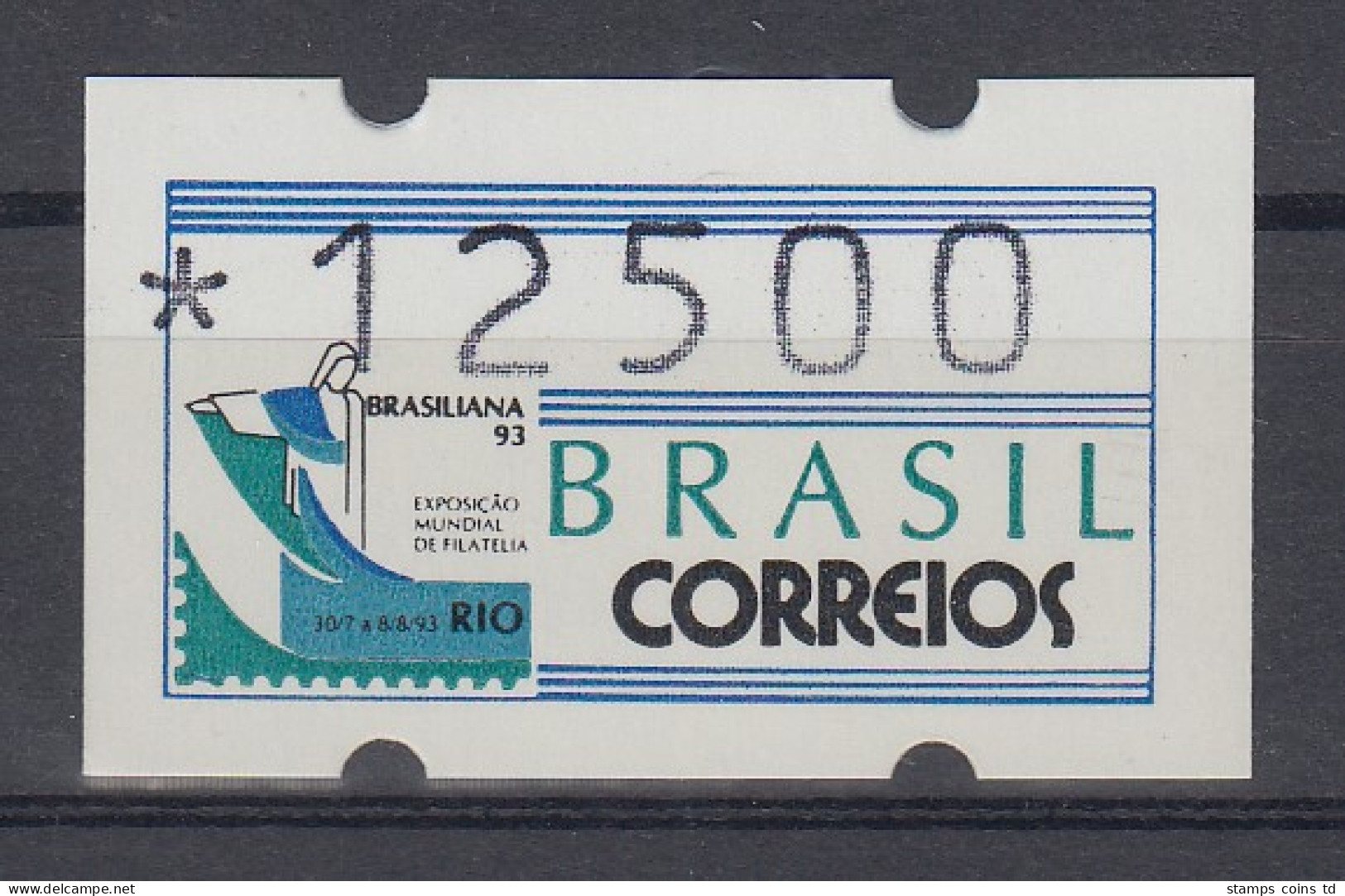 Brasilien ATM BRASILIANA'93, Mi.-Nr. 5, Wertstufe 12500 Cr. ** Mit PLF XXI **  - Frankeervignetten (Frama)