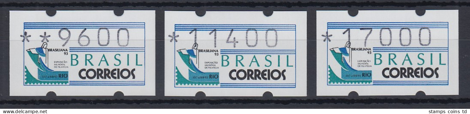 Brasil 1993 Selo Etiqueta BRASILIANA'93  Set  9600-11400-17000 Novo - Affrancature Meccaniche/Frama