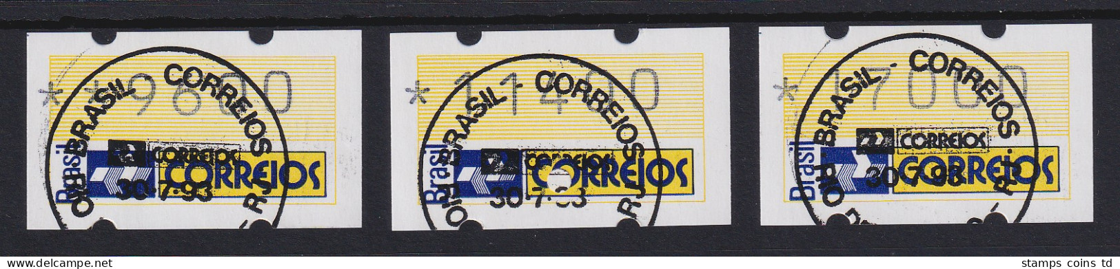Brasilien 1993 ATM Postemblem Satz 9600-11400-17000 Mit ET-O 30.7.93 - Automatenmarken (Frama)
