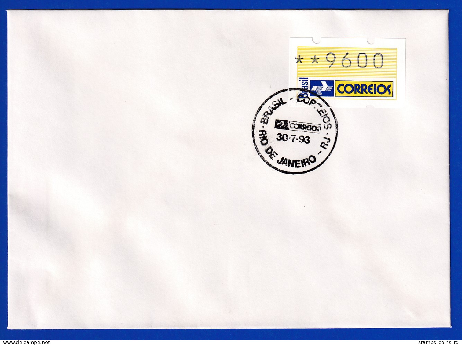 Brasilien 1993 ATM Postemblem Wert 9600 Auf FDC Mit So-O 30.7.93 - Viñetas De Franqueo (Frama)