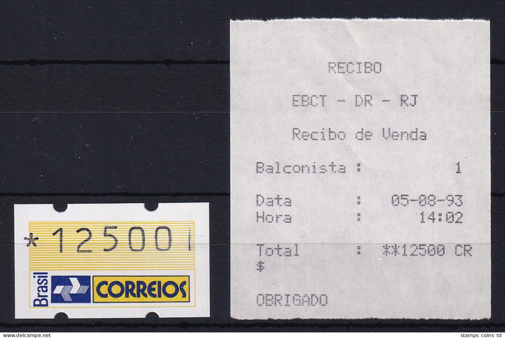 Brasilien 1993 ATM Postemblem Wertstufe 12500 Postfrisch ** Mit AQ Balconista: 1 - Franking Labels