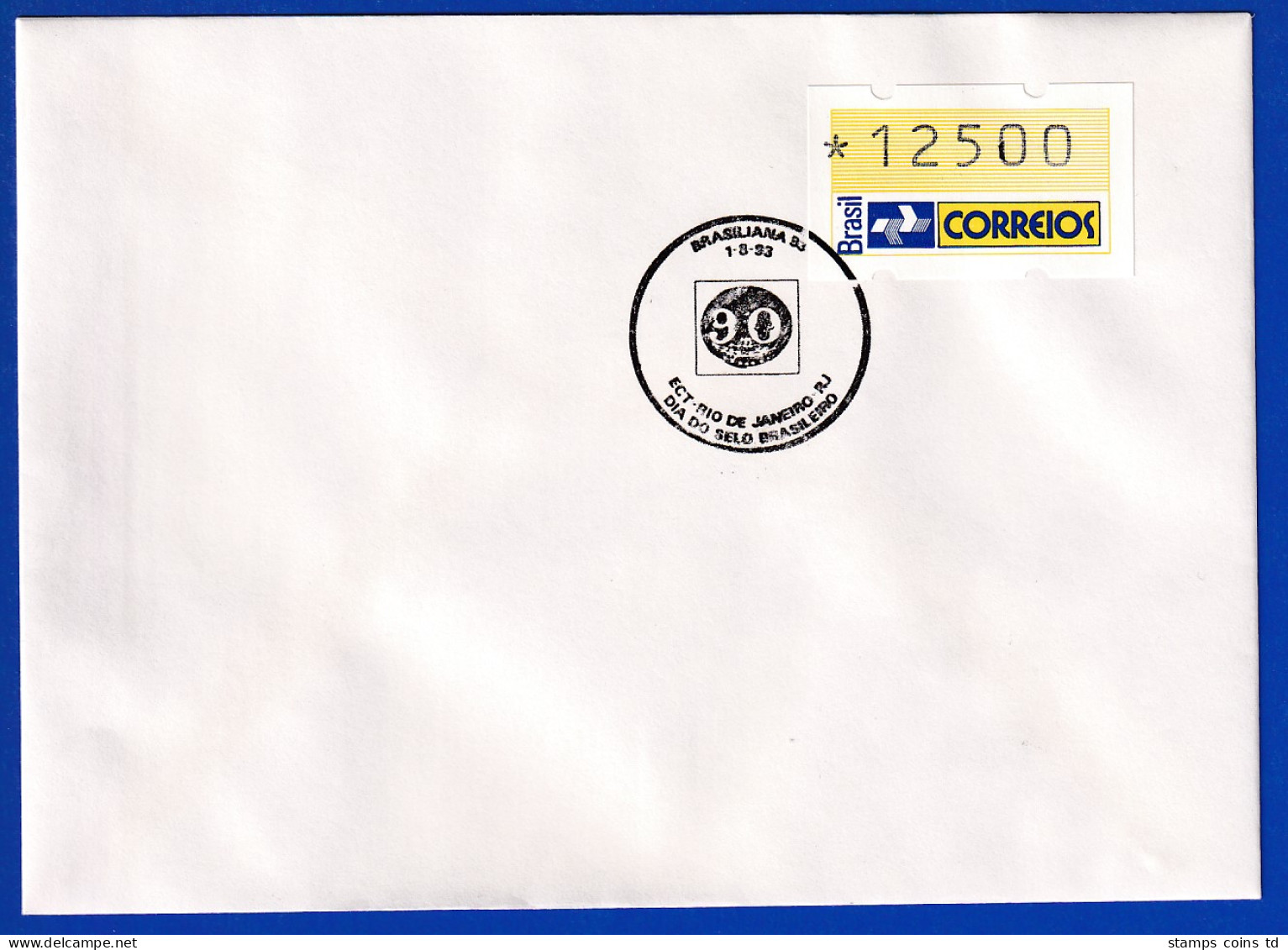 Brasilien 1993 ATM Postemblem Wert 12500 Auf Umschlag Mit Sonder-O 1.8.93 - Viñetas De Franqueo (Frama)