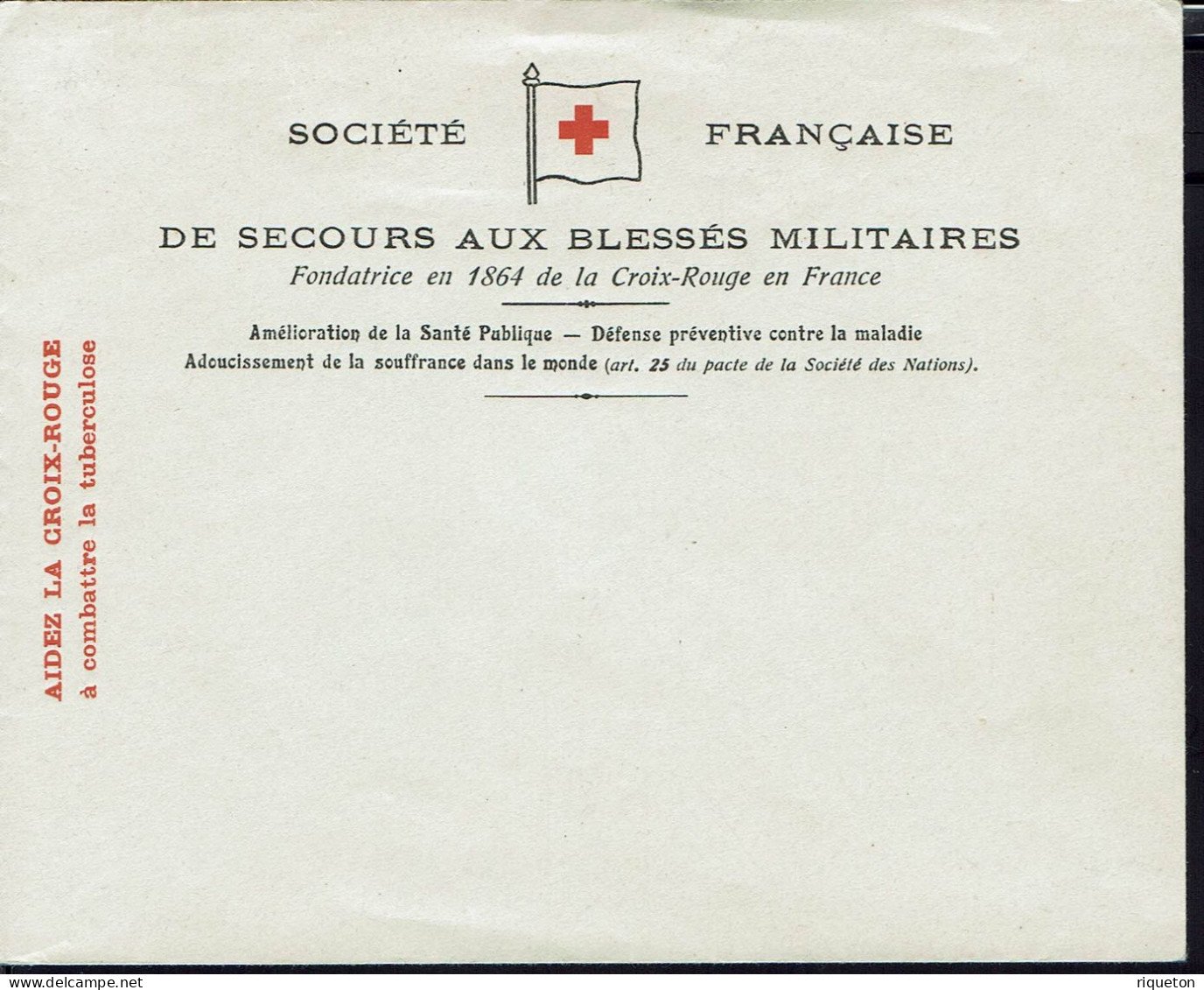 France. Enveloppe Neuve Société Française Croix Rouge, Secours Aux Blessés. Aide à Combattre La Tuberculose. - Croix Rouge