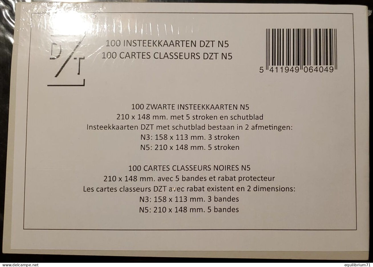 100 Cartes Classeurs / Insteekkaarten / Karten Einlegen / Insert Cards - DZT N5 - Verzamelmapjes