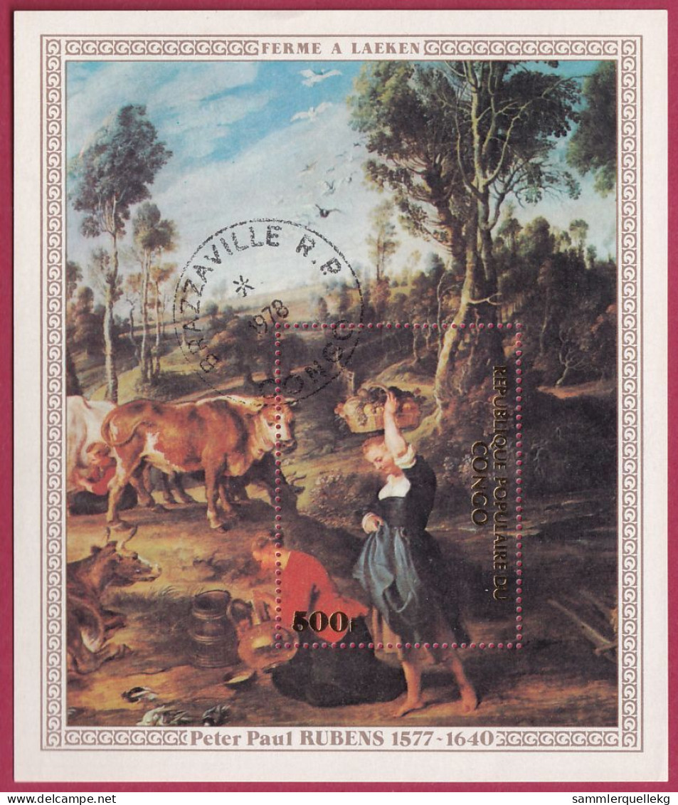 Kongo Block 14 Gestempelt, 400. Geburtstag Von Peter Paul Rubens - Bauernhof In Laaken (Nr. 2340) - Rubens