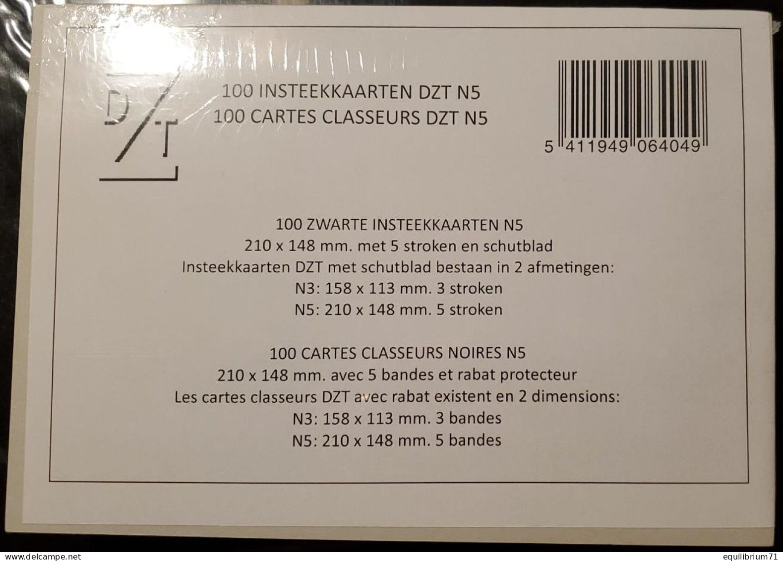 100 Cartes Classeurs / Insteekkaarten / Karten Einlegen / Insert Cards - DZT N5 - Autres & Non Classés
