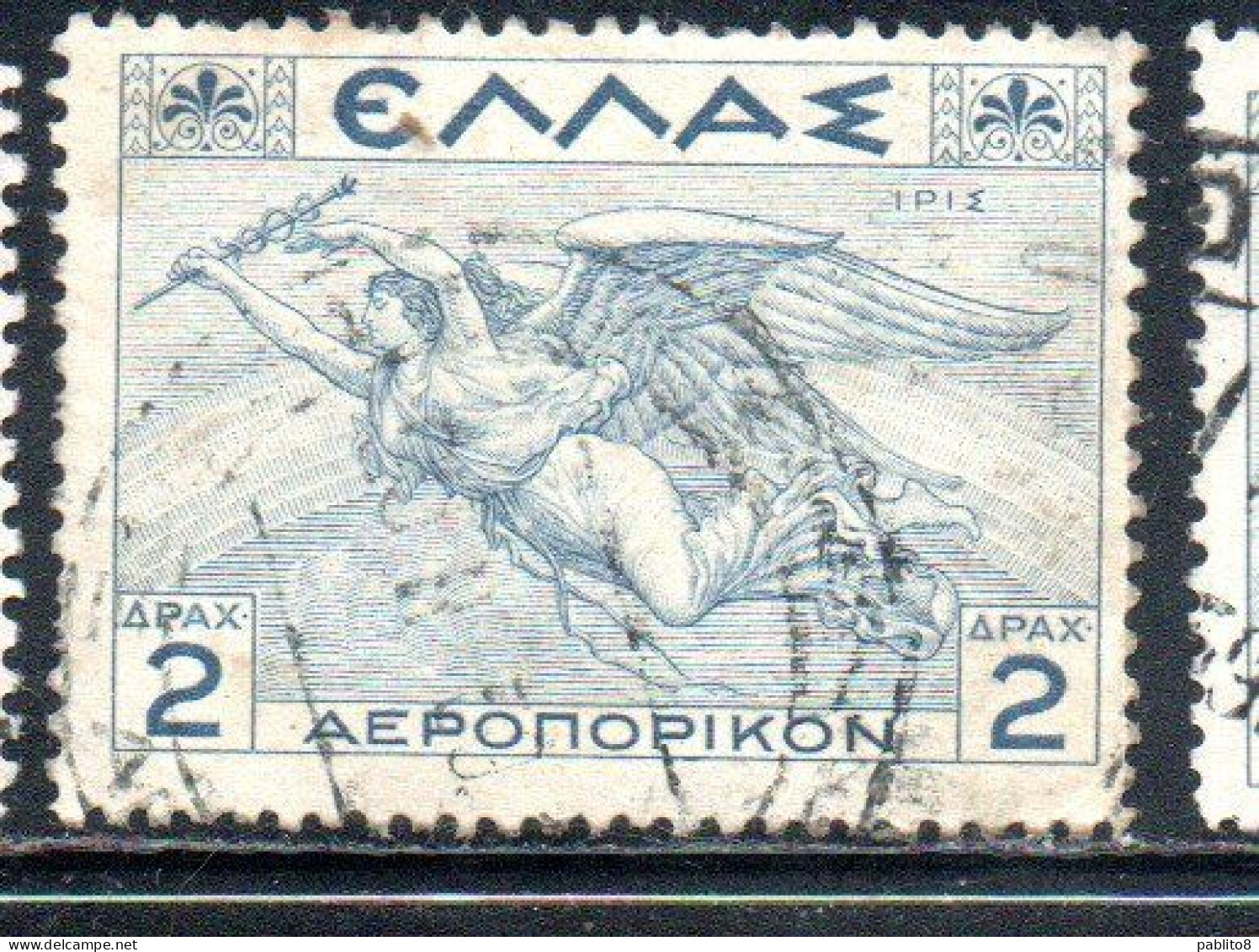 GREECE GRECIA ELLAS 1935 AIR POST MAIL AIRMAIL MYTHOLOGICAL IRIS 2d USED USATO OBLITERE' - Usados