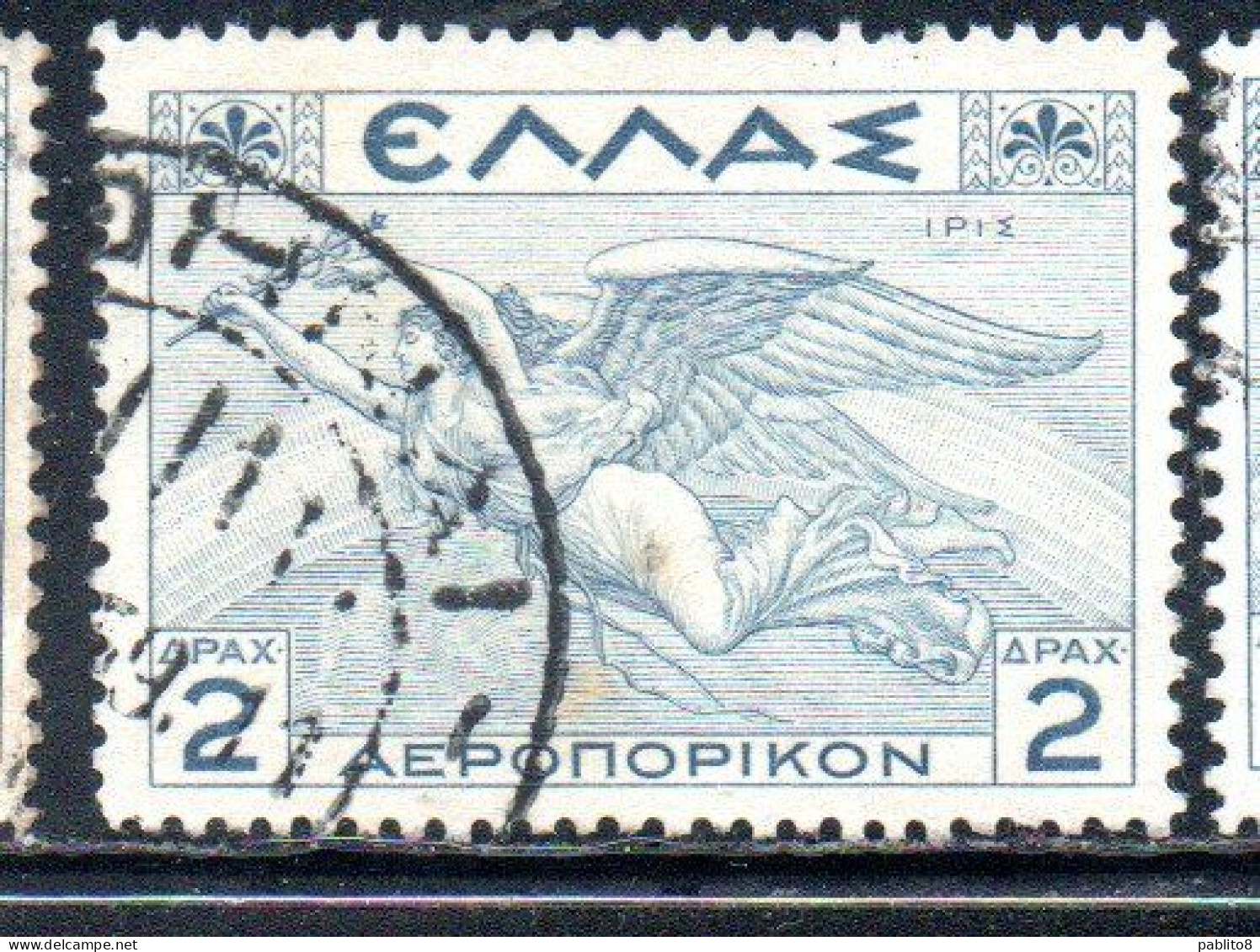 GREECE GRECIA ELLAS 1935 AIR POST MAIL AIRMAIL MYTHOLOGICAL IRIS 2d USED USATO OBLITERE' - Gebraucht