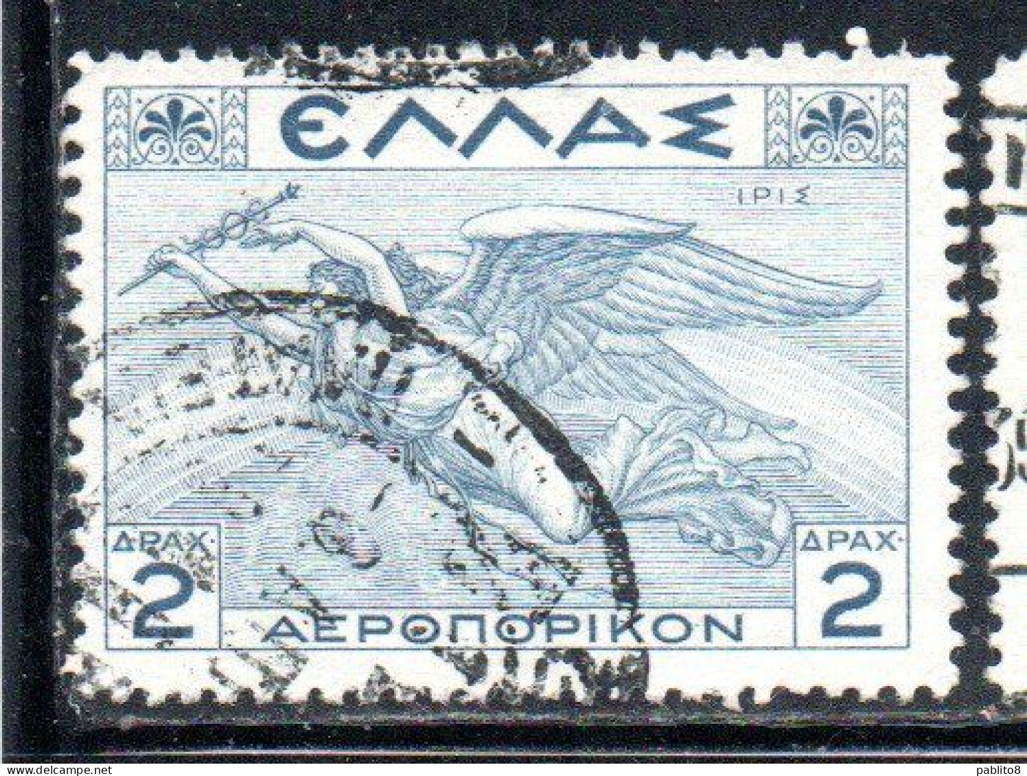 GREECE GRECIA ELLAS 1935 AIR POST MAIL AIRMAIL MYTHOLOGICAL IRIS 2d USED USATO OBLITERE' - Gebruikt