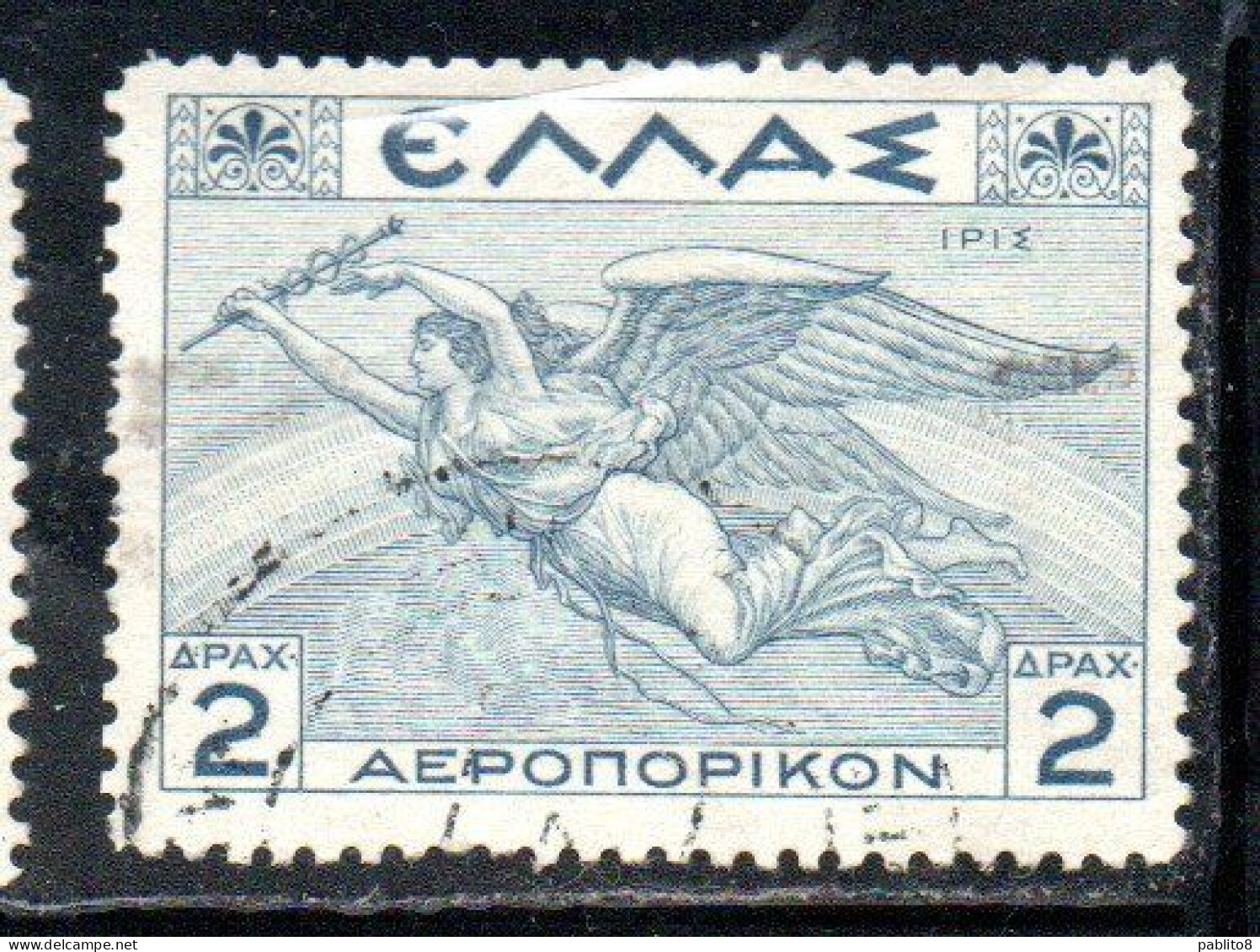 GREECE GRECIA ELLAS 1935 AIR POST MAIL AIRMAIL MYTHOLOGICAL IRIS 2d USED USATO OBLITERE' - Usati