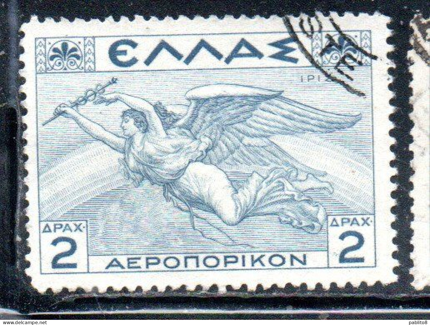 GREECE GRECIA ELLAS 1935 AIR POST MAIL AIRMAIL MYTHOLOGICAL IRIS 2d USED USATO OBLITERE' - Gebraucht