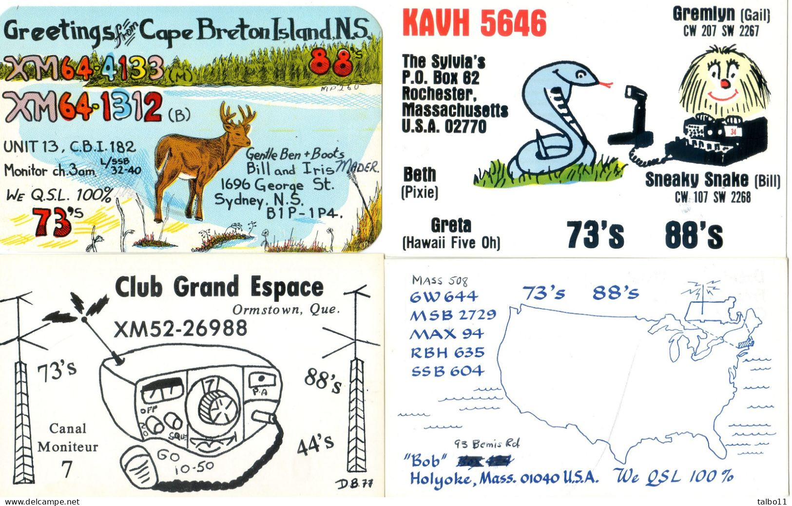 lot de 55 cartes QSL -  Ayant Circulées entre 1970 et 1980 Canada, Australie, Suède, Suisse, Allemagne, Etc...