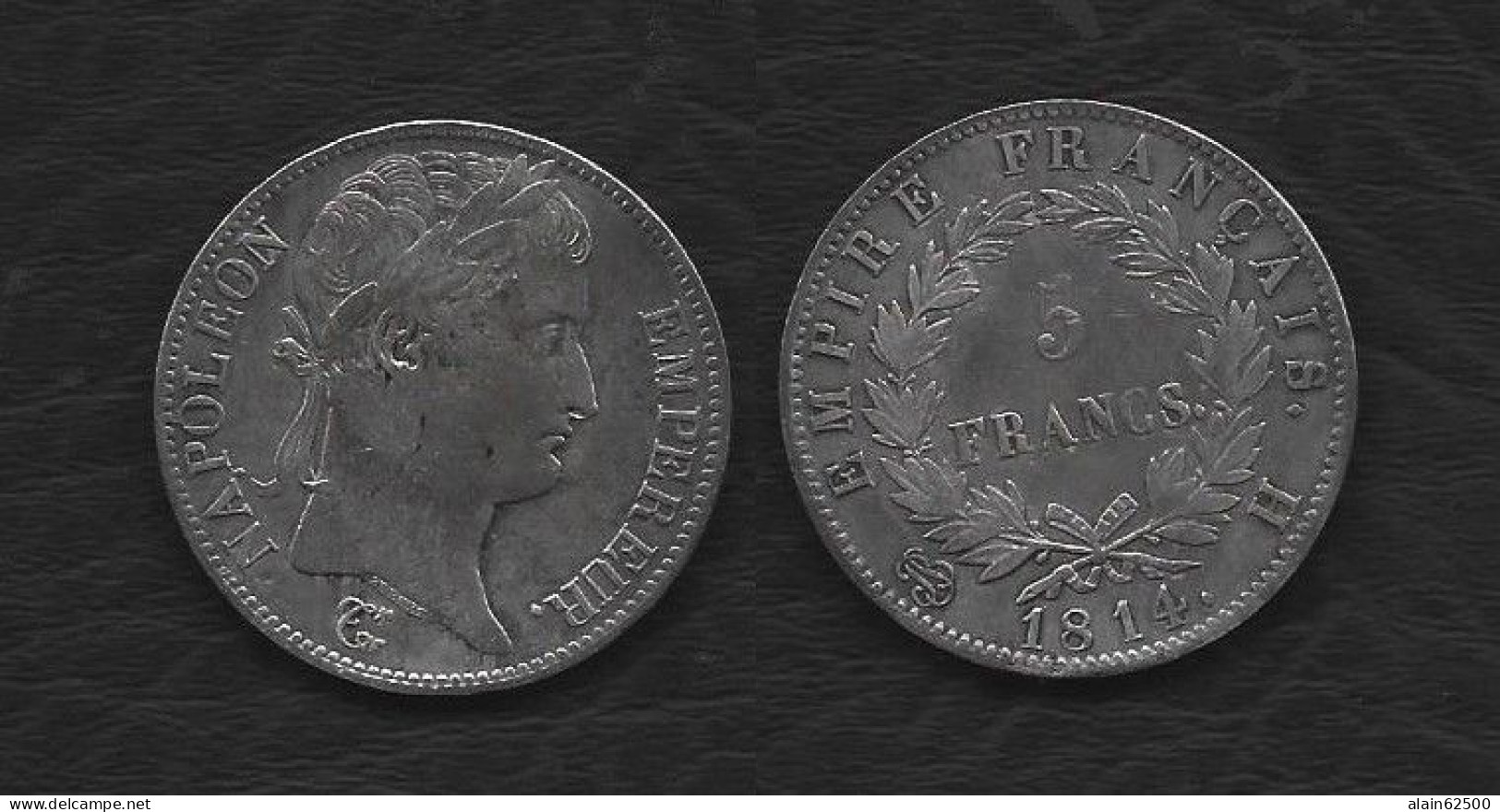 NAPOLEON I . 5 FRANCS 1814 H ( LA ROCHELLE ) - 5 Francs