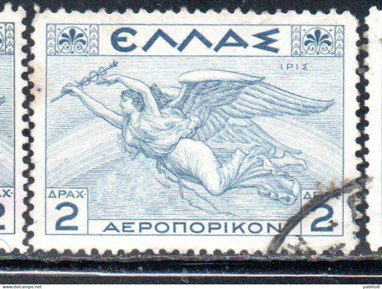GREECE GRECIA ELLAS 1935 AIR POST MAIL AIRMAIL MYTHOLOGICAL IRIS 2d USED USATO OBLITERE' - Gebraucht