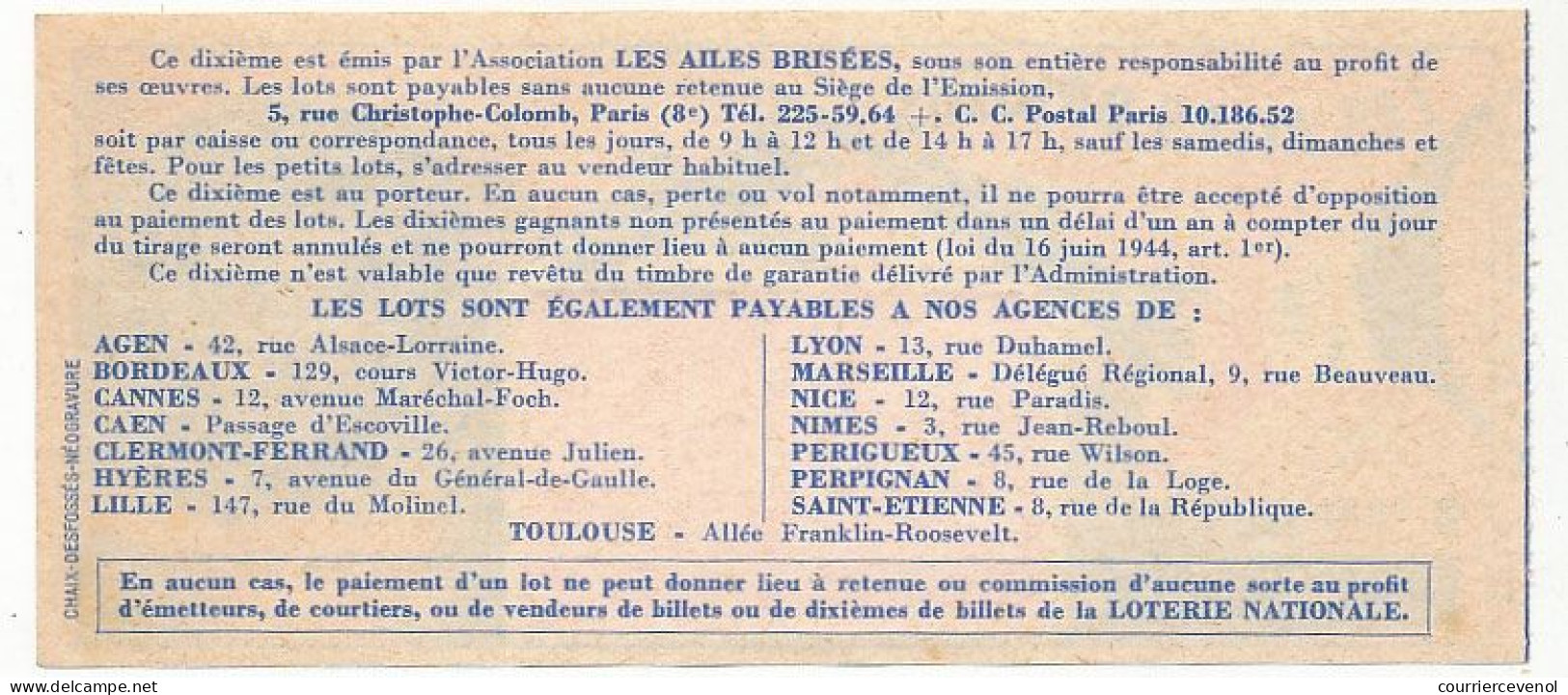 FRANCE - Loterie Nationale - 1/10ème - Les Ailes Brisées - Pilotes D'essais - Jean Roy - 17èm Tr 1968 - Biglietti Della Lotteria