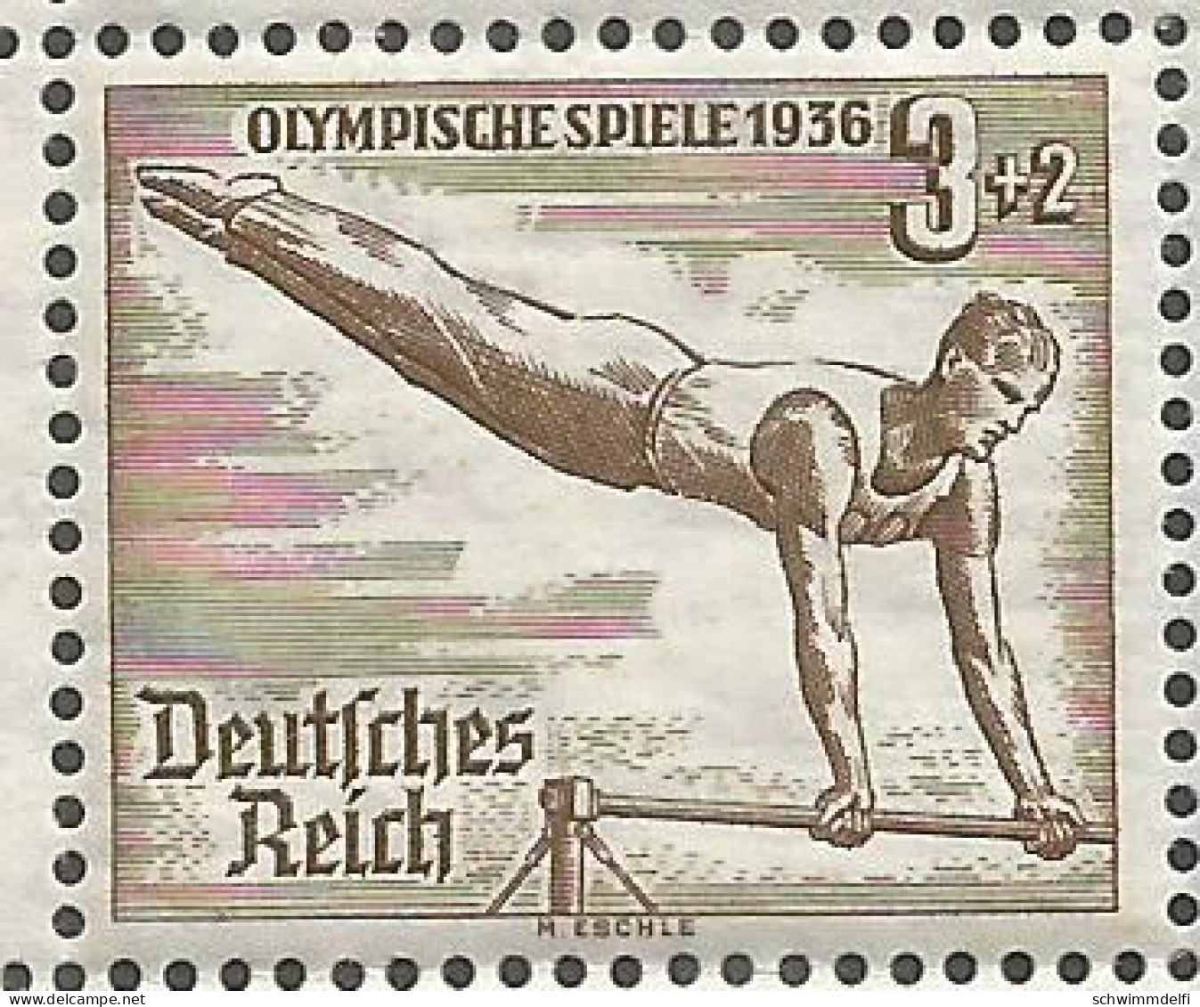 DEUTSCHES REICH - BLOQUE Nº 5 DE LA OLIMPIADA 1936 EN BERLIN - MNH CON MANCHAS DETRÁS CON LA GOMA ORIGINAL - Blokken