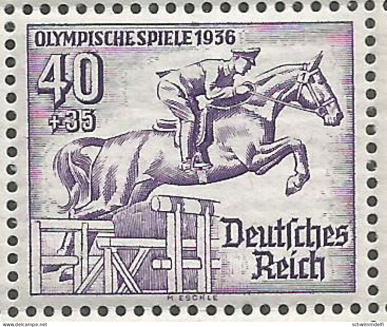 DEUTSCHES REICH - BLOQUE Nº 5 DE LA OLIMPIADA 1936 EN BERLIN - MNH CON MANCHAS DETRÁS CON LA GOMA ORIGINAL