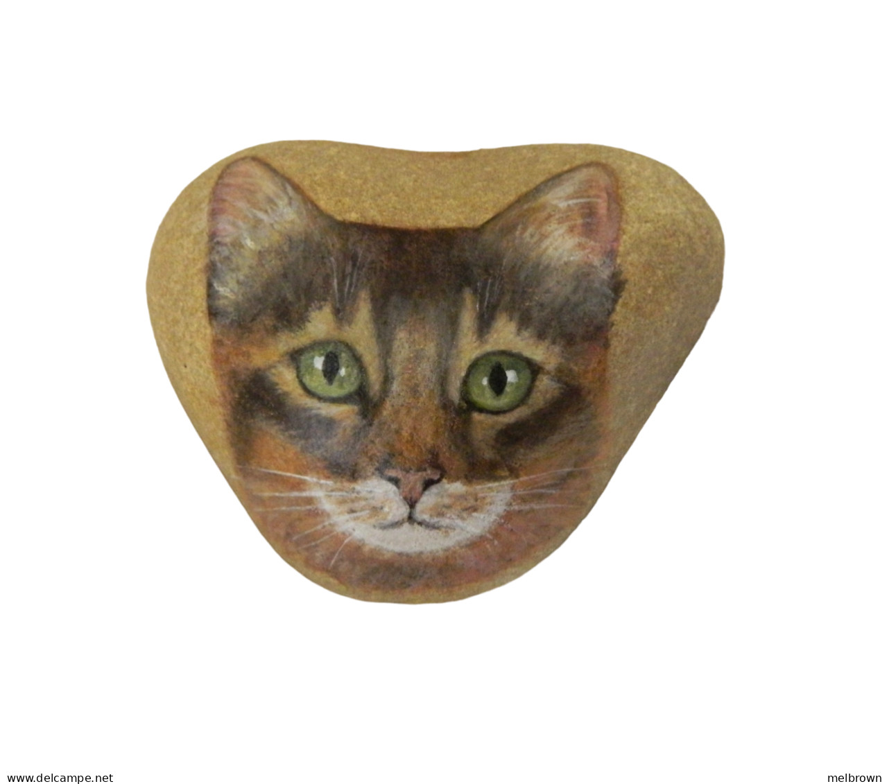 SOMALI CAT Hand Painted On A Beach Rock Paperweight - Presse-papier