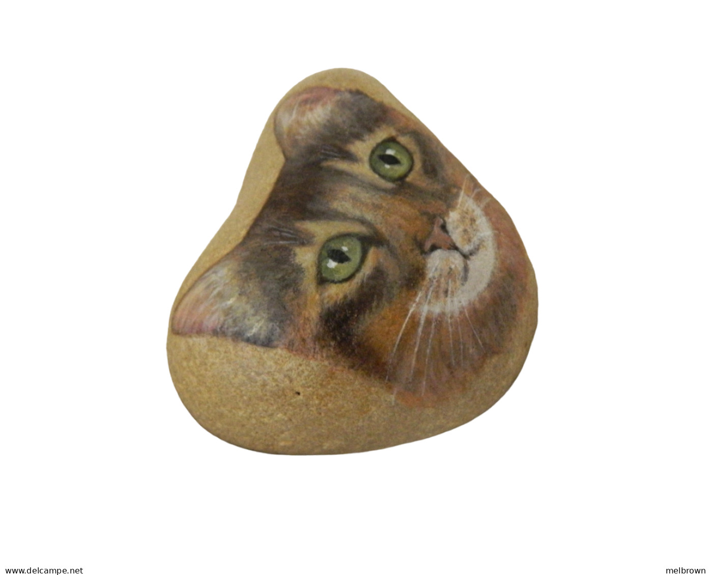 SOMALI CAT Hand Painted On A Beach Rock Paperweight - Pisapapeles