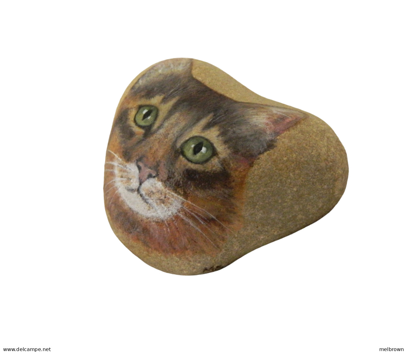 SOMALI CAT Hand Painted On A Beach Rock Paperweight - Pisapapeles
